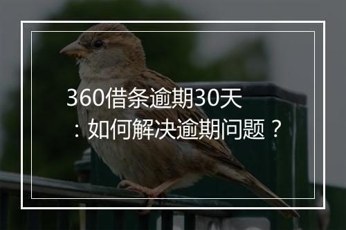 360借条逾期30天：如何解决逾期问题？