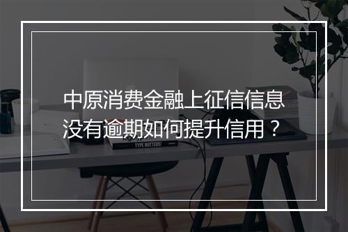 中原消费金融上征信信息没有逾期如何提升信用？