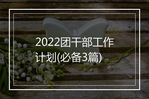 2022团干部工作计划(必备3篇)