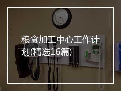 粮食加工中心工作计划(精选16篇)