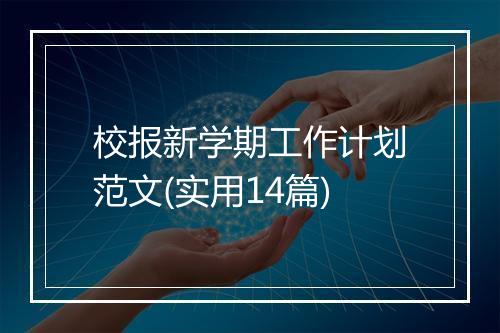 校报新学期工作计划范文(实用14篇)