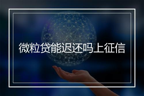 微粒贷能迟还吗上征信
