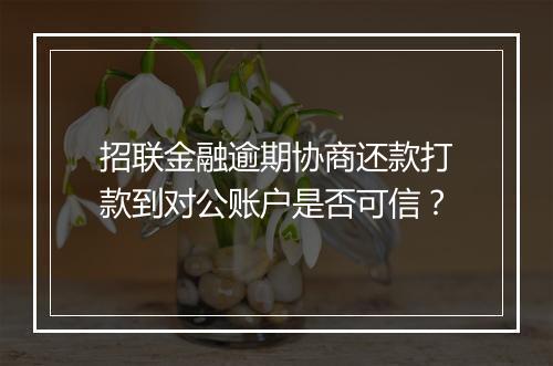 招联金融逾期协商还款打款到对公账户是否可信？