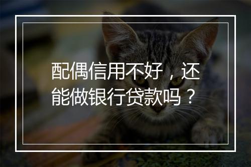 配偶信用不好，还能做银行贷款吗？