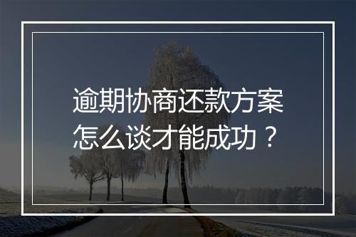 逾期协商还款方案怎么谈才能成功？