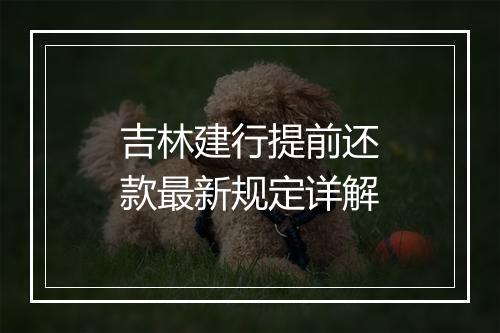 吉林建行提前还款最新规定详解