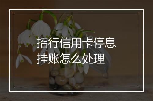 招行信用卡停息挂账怎么处理