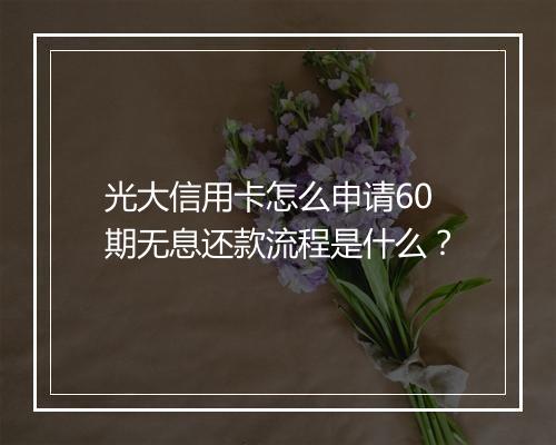 光大信用卡怎么申请60期无息还款流程是什么？