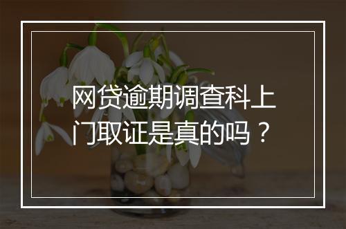 网贷逾期调查科上门取证是真的吗？