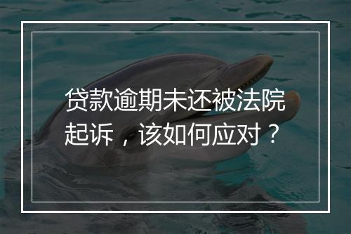 贷款逾期未还被法院起诉，该如何应对？