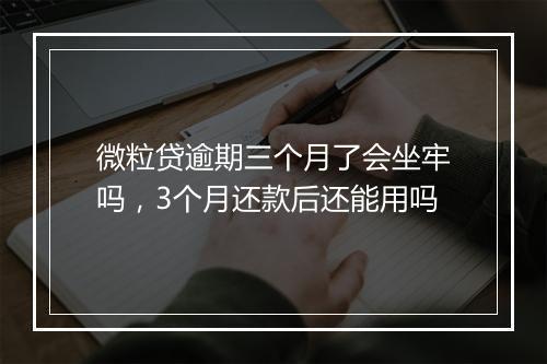 微粒贷逾期三个月了会坐牢吗，3个月还款后还能用吗