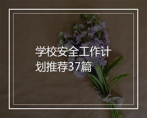 学校安全工作计划推荐37篇