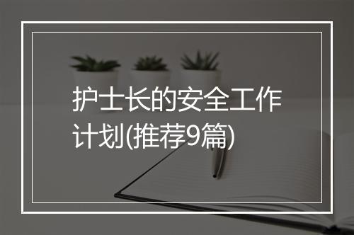 护士长的安全工作计划(推荐9篇)