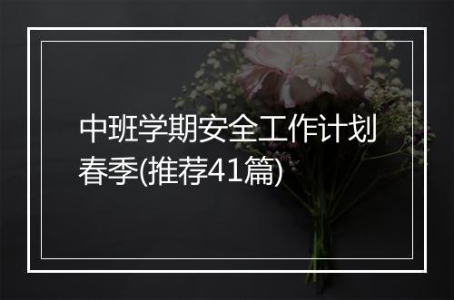 中班学期安全工作计划春季(推荐41篇)
