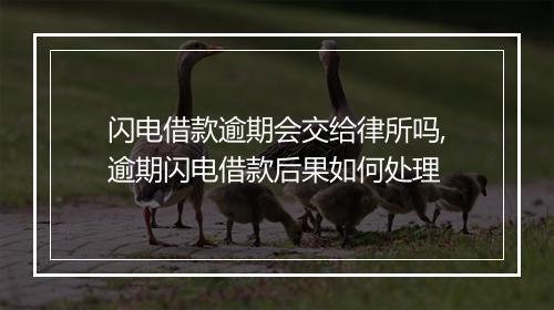 闪电借款逾期会交给律所吗,逾期闪电借款后果如何处理