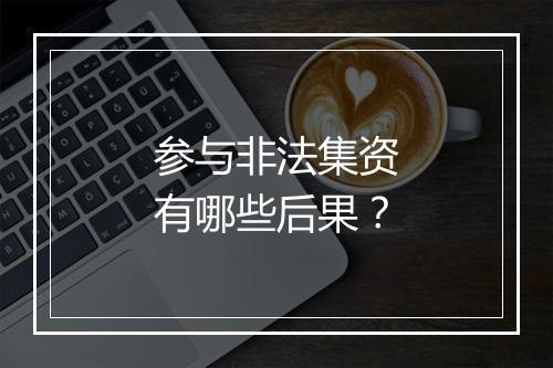参与非法集资有哪些后果？