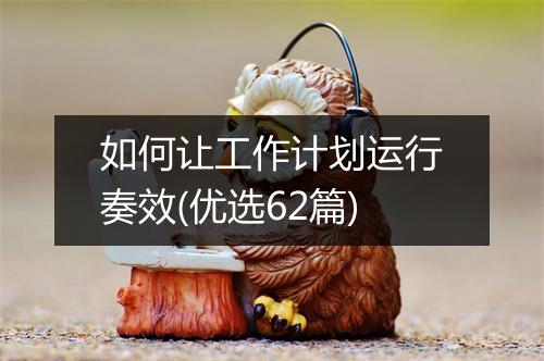 如何让工作计划运行奏效(优选62篇)