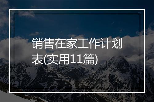 销售在家工作计划表(实用11篇)