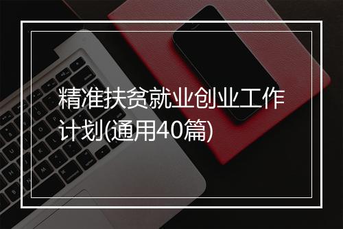 精准扶贫就业创业工作计划(通用40篇)