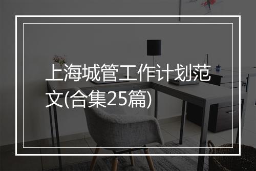 上海城管工作计划范文(合集25篇)