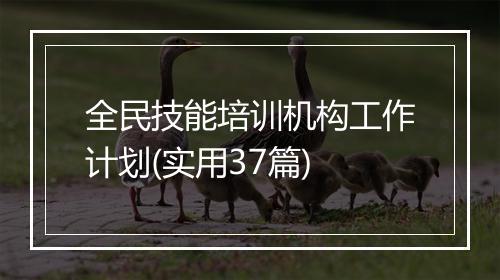 全民技能培训机构工作计划(实用37篇)