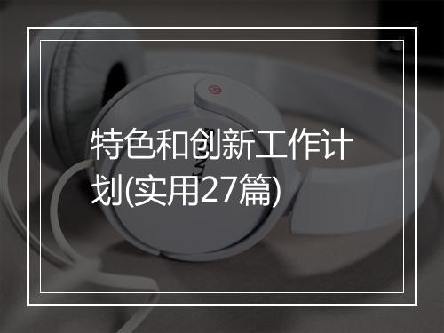 特色和创新工作计划(实用27篇)