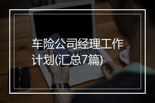 车险公司经理工作计划(汇总7篇)