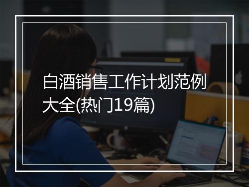白酒销售工作计划范例大全(热门19篇)
