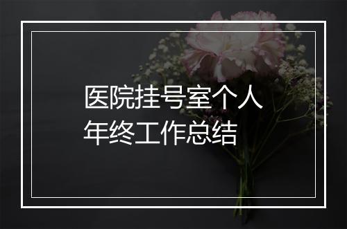 医院挂号室个人年终工作总结