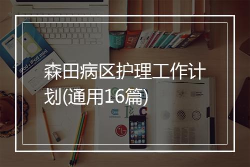 森田病区护理工作计划(通用16篇)