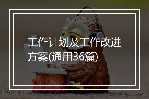 工作计划及工作改进方案(通用36篇)