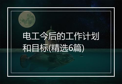 电工今后的工作计划和目标(精选6篇)