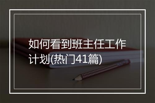 如何看到班主任工作计划(热门41篇)