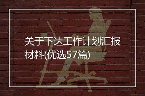 关于下达工作计划汇报材料(优选57篇)
