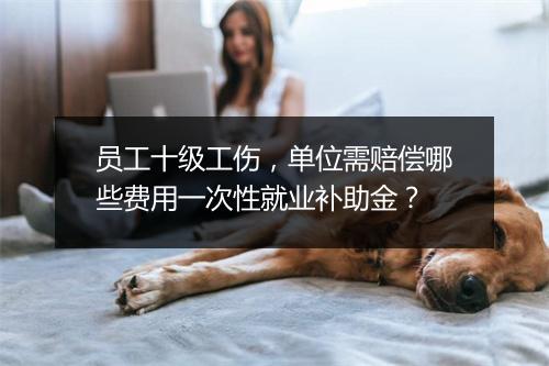 员工十级工伤，单位需赔偿哪些费用一次性就业补助金？