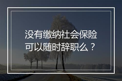 没有缴纳社会保险可以随时辞职么？
