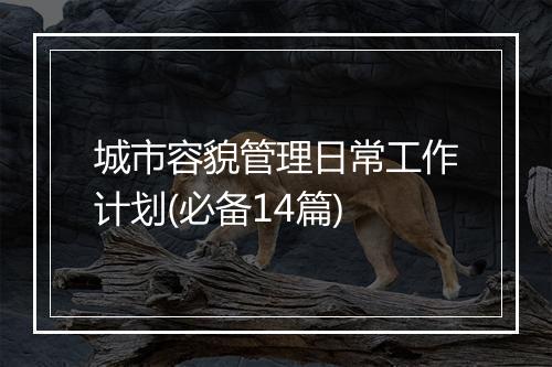 城市容貌管理日常工作计划(必备14篇)