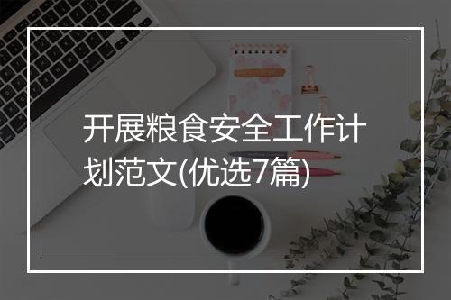 开展粮食安全工作计划范文(优选7篇)