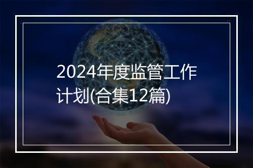 2024年度监管工作计划(合集12篇)