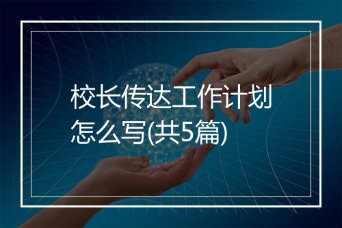 校长传达工作计划怎么写(共5篇)