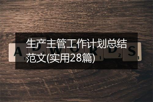 生产主管工作计划总结范文(实用28篇)
