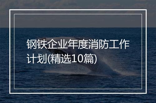 钢铁企业年度消防工作计划(精选10篇)