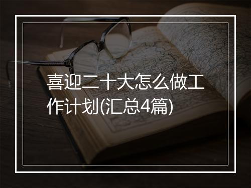 喜迎二十大怎么做工作计划(汇总4篇)