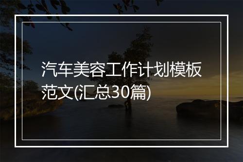 汽车美容工作计划模板范文(汇总30篇)