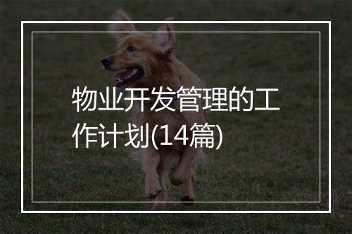 物业开发管理的工作计划(14篇)