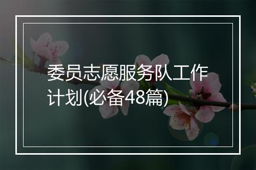 委员志愿服务队工作计划(必备48篇)