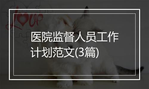 医院监督人员工作计划范文(3篇)
