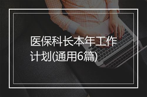 医保科长本年工作计划(通用6篇)