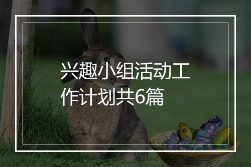 兴趣小组活动工作计划共6篇