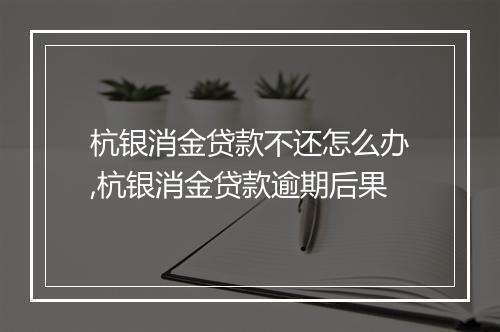 杭银消金贷款不还怎么办,杭银消金贷款逾期后果